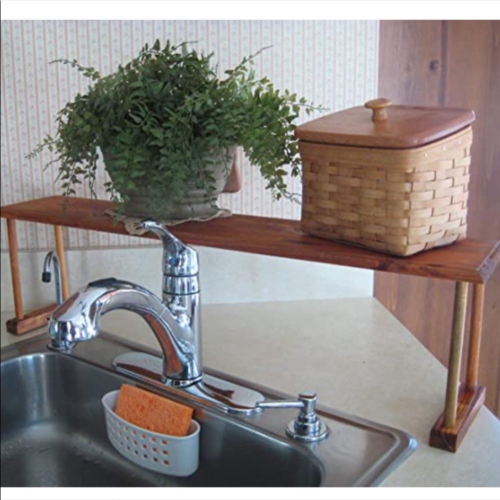 Multipurpose and Over-the-Sink Shelf Wood Rustic Pine Shelf Pine - Picture 3 of 5